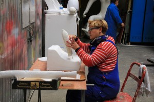 Working on a Carnaval float