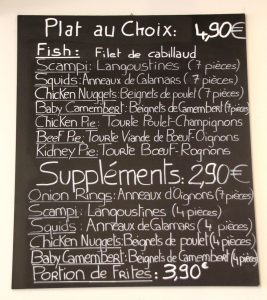 The menu choices