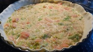 Salmon And Leek Pre Oven in baking tray