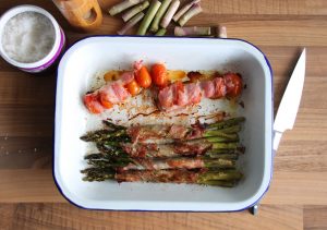 Cooked Asparagus Wrapped In Bacon