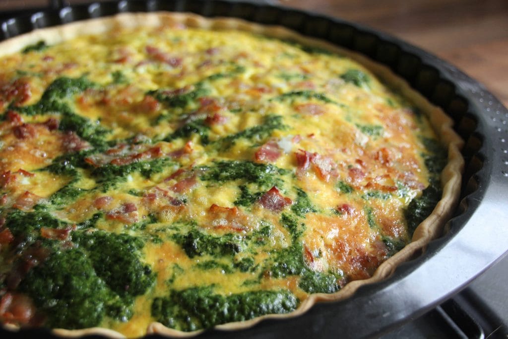 Cooked Spinach and Bacon Quiche