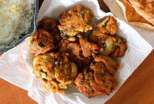 Onion Bhajis With Kitchen Paper