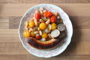Roast Cherry Tomatoes Sausage And White Bean