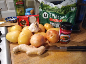 Spinach and Potato Curry Ingredients